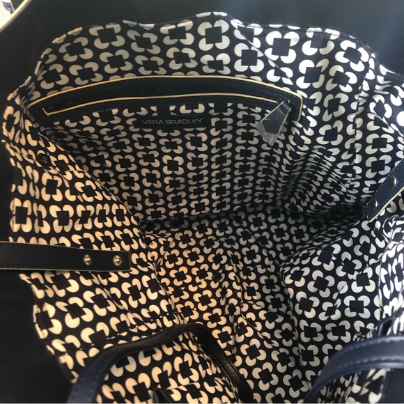 Vera Bradley Buckle Slim Faux Leather Navy Blue Tote - Picture 4 of 8